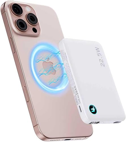 Miniatura 8 de Banco de energía inalámbrico M3 Ultra Slim de 0.4 pulgadas, cargador portátil magnético de 12800 mAh con cable y correa integrados, paquete de Negro