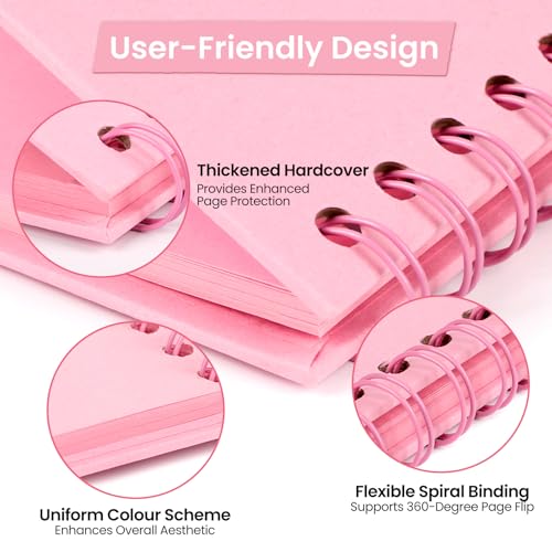 DazSpirit Fotoalbum zum Selbstgestalten, 6-inch Fotobuch zum Einkleben, Quadratisches Hardcover-Scrapbook und Gästebuch Geburtstag für Abschluss, Hochzeit, Babys, mit 5 Aufkleber, 40 Seiten, Rosa