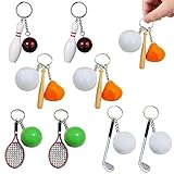 Divono 8 Stück Mini Bowling Schlüsselanhänger Tennis Schläger Keychain Bowling Mitgebsel Schlüsselbund Bowling Pins Schlüsselhalter für Sports Souvenir Spielzeug Partygeschenke(wie abgebildet)