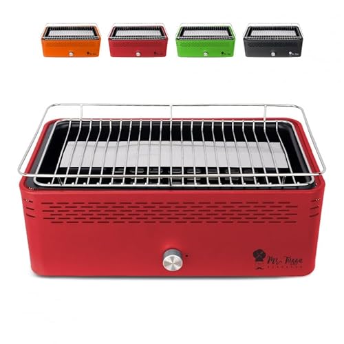 Produce Shop Barbecue Senza Fumo a carbonella BBQ da Tavolo con Ventola Merapi - Rosso