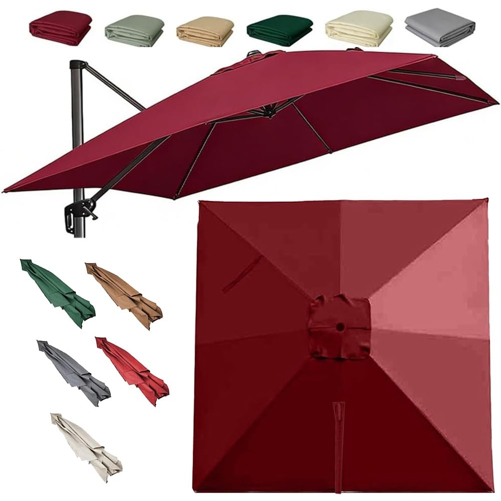 LRZPTDYU Outdoor Patio Umbrella Canopy 10x10ft Waterproof Square Replacement For Pool Backyard Market Cantilever