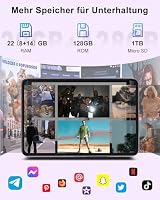 SUAAT 2026 Tablet 10 Zoll, Android 15, Octa-Core, 22 GB RAM + 128 GB ROM (2 TB TF) | WiFi 5G + 2,4G | GPS | Bluetooth 5.0 | 8 MP + 5 MP | Typ-C, Touchscreen, Tastatur und Maus – Lila – Ansicht 4