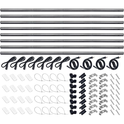 Image of Barrina T5 Plant Lights for Indoor Growing, 4FT 160W (8 X 20W) Led Grow Light with Magnetic Design, Full Spectrum Grow Light Strip with Black Cover, Plug and Play, 5000K, 8 Packs