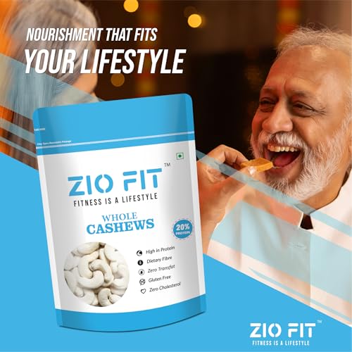Image of Ziofit Indian Whole Natural Cashew Nuts, Nutritious Dry Fruit, Healthy Snacks, Rich in Nutrients, Protein, Fiber, Vitamins, 1000 g, 2 Count
