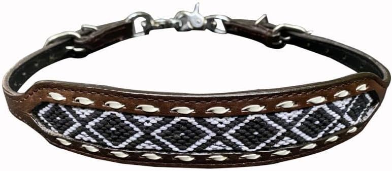 Showman Leather Wither Strap w/Black & White Southwest Fabric Inlay