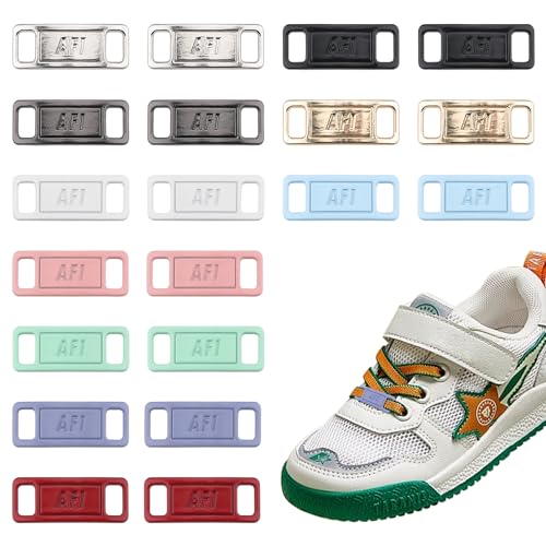 JETOHIX 20 etiquetas de metal AF1, 10 pares de hebillas de metal, 1 etiqueta de encaje de la Fuerza Aérea, juego de dijes brillantes para zapatos deportivos, accesorios de decoración, L, Poliéster