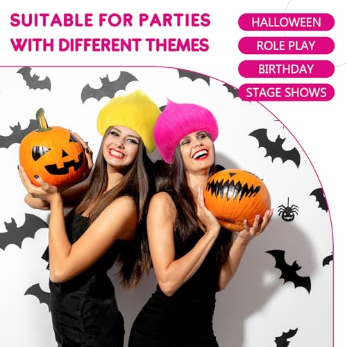 Image of Geyoga 2 Pcs Funny Wig Crazy Hair for Halloween Party,Rose Red, Yellow