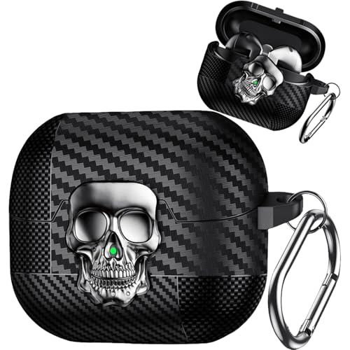 Ephoou for Galaxy Buds 3 Pro Case with Skull Lock & Carabiner KLT Silver