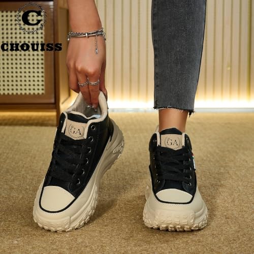 Chunky Sneakers for Women,Platform White Mesh Dad Walking Shoes,Comfortable Breathable Casual Fashion Running Shoes,Black,Size 7.52