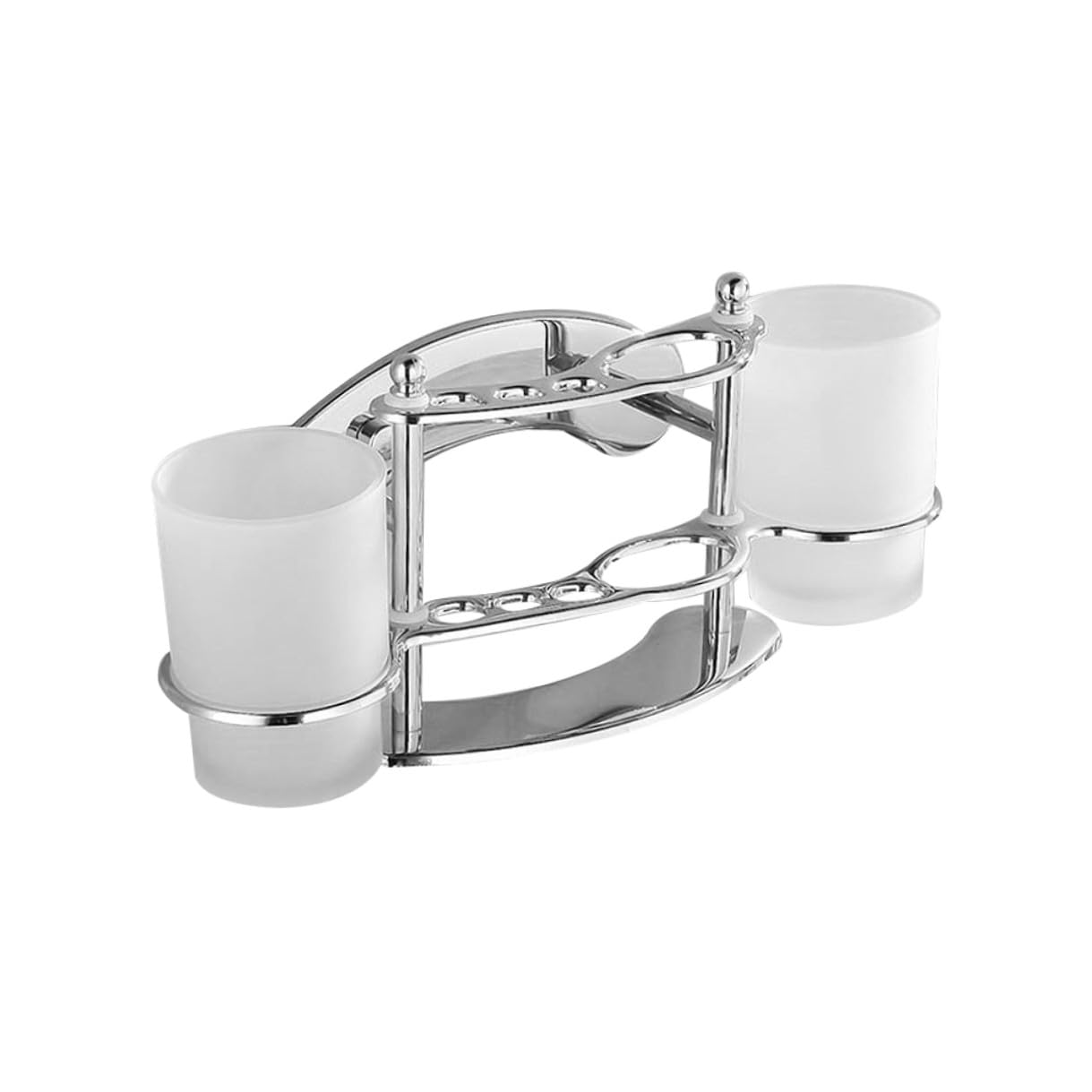 Spazzolini da Denti Acciaio Inossidabile con Portabicchiere da Parete Supporto Bagno per Spazzolini e Dentifricio Organizer Resistente Allumidità