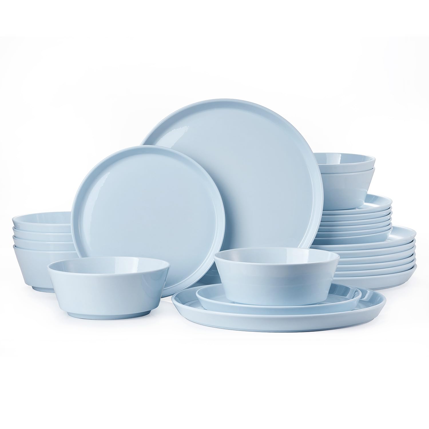 KINGSTONE 24-Piece Bone China Dinnerware Sets, Sky Blue