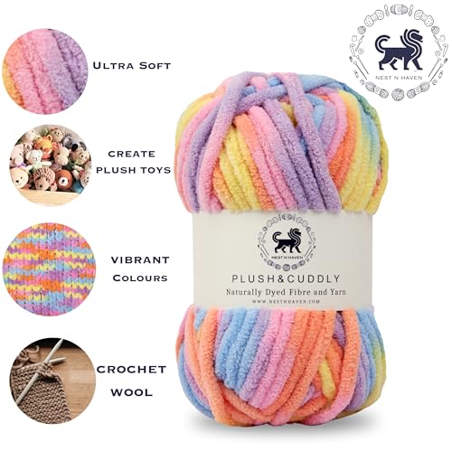 Image of NESTNHAVEN, Plush & Cuddly, Chenille Yarn Supersoft Knitting Wool Ball, (1 Ball /100 Gram Each) Multi Colour Ball Suitable for Craft, Babywear, Baby Blankets, 5 Bulky, Shade no - NNHB024