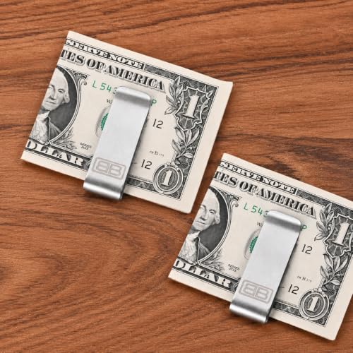 Image of Stainless Steel Money Clip Wallet, Slim Everyday Cash and Card Holder Daily stainless steel design clips folded cash and cards together, with a slim profile that keeps pocket carry compact.