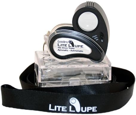 GemOro Lite Loupe Stylish Professional 10x LED/UV light triplet loupe BLACK