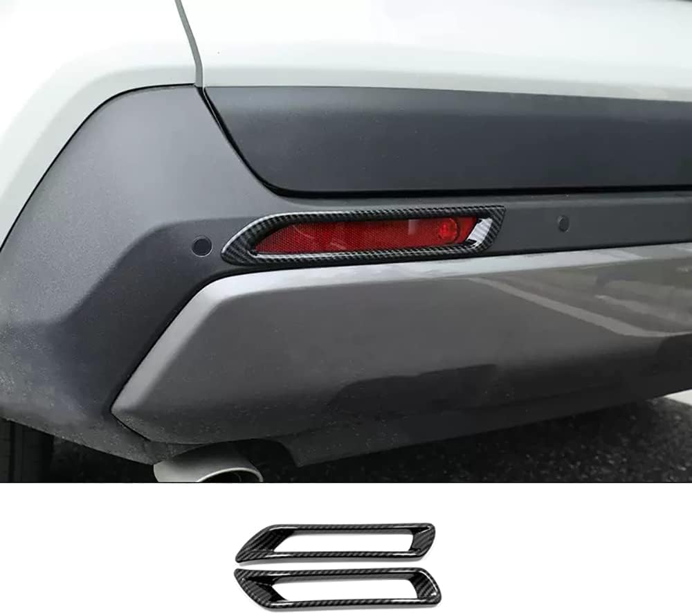 ERIDANUS Auto Accessories Fit for RAV4 2024 2023 2022 2021 2020 2019 Rear Fog Light Lamp Cover Trims (Black Carbon Fiber Style) ABS 2 PC