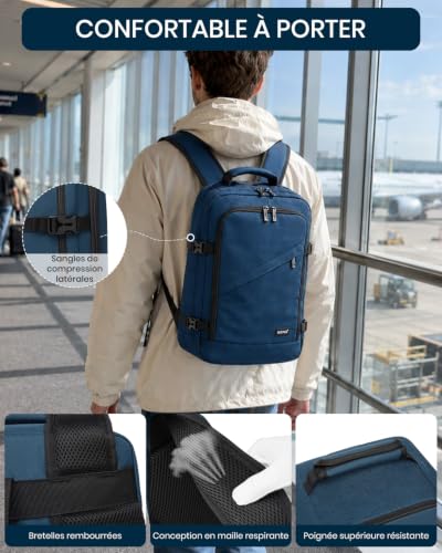 Sangle Valise Tsa Voyage : Kono Sac à Dos Voyage Cabine Avion 40x20x25 cm, Bagage Cabine à Main... – Image 6