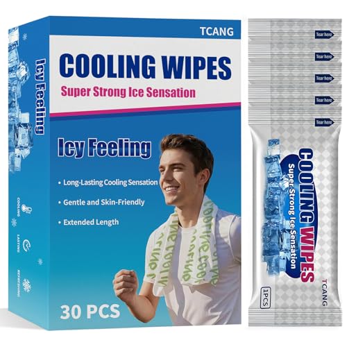 30 Pack Cooling Body Wipes Alcohol-Free Cooling Towelettes Cooling Towel Alternative for Outdoor Sports Camping Hiking Workout & Hot Weather(Green)