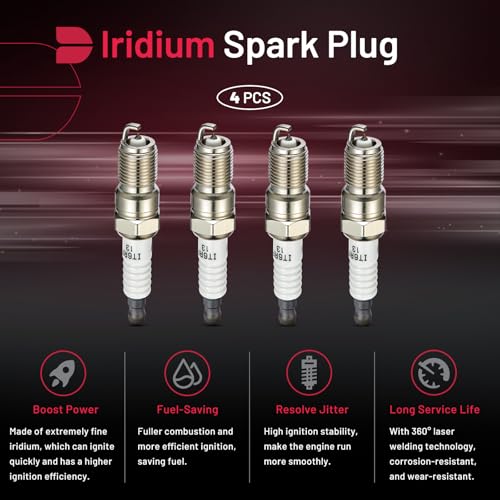 Image of BDFHYK Set of 4 Iridium Spark Plug Compatible with Chevy S10 Cavalier,compatible with GMC Sonoma, Tempo Ranger,compatible with Mazda B2300 2.0L 2.2L 2.3L 2.5L L4 Engine Replacement for 7397 TR5IX 9808