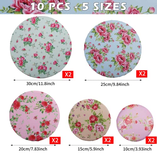 10Pcs Reusable Bowl Covers In 5 Size, Stretch Cloth Fabric Dish Cover Kitchen Storage Containers Lids for Fruits Food Leftover Dough Bread Proofing - Thumbnail 2