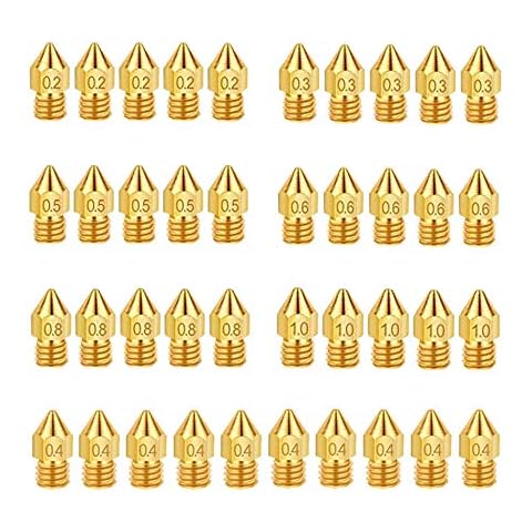 3D Printer Extruder Nozzles 0.2mm 0.3mm 0.4mm 0.5mm 0.6mm 0.8mm 1.0mm for Anet A8 Makerbot MK8 Creality CR-10 Ender 3 Ender 5 IRCHLYN (40 Pcs) Cover