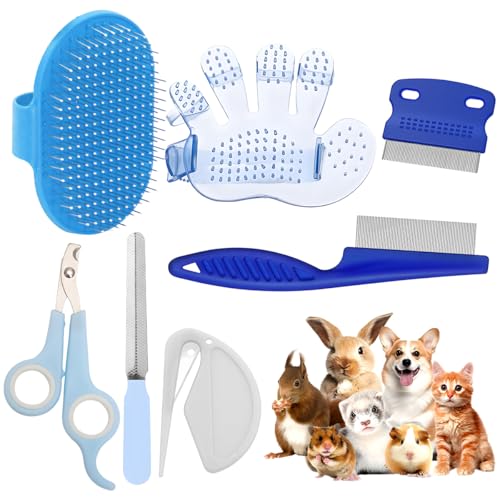 Rabbit-Grooming-Kit--Bunny-Grooming-Kit-with-Shedding-Brush-Nail-Clippers-Comb--Small-Animal-Grooming-Supplies-for-Rabbits-Guinea-Pigs-Hamsters-Ferrets-Small-Pet-Shedding-Care-Blue Rabbit Grooming Kit – Bunny Grooming Kit with Shedding Brush, Nail Clippers & Comb – Small Animal Grooming Supplies for Rabbits, Guinea Pigs, Hamsters, Ferrets - Small Pet Shedding & Care (Blue) - Image 1