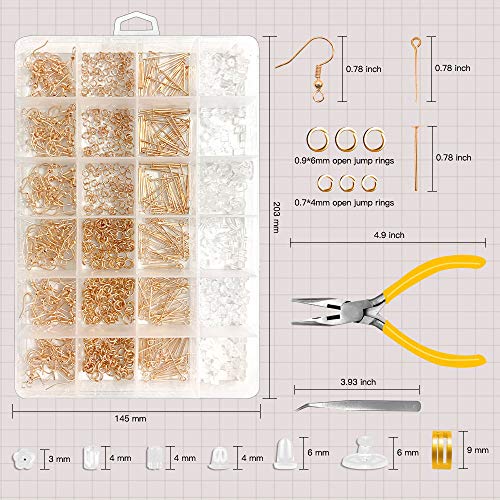 image for Gacuyi Rose Gold Earring Making Suppliers Kit,6 Types Earring Backs fo