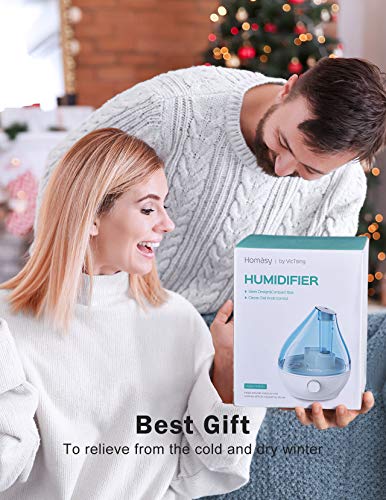 Homasy Cool Mist Humidifier, BPA-Free 22dB Quiet Humidifiers for Bedroom, Auto Shut Off, 24H Work Time, Air Humidifier for Nursery, Plants, Pets, Blue