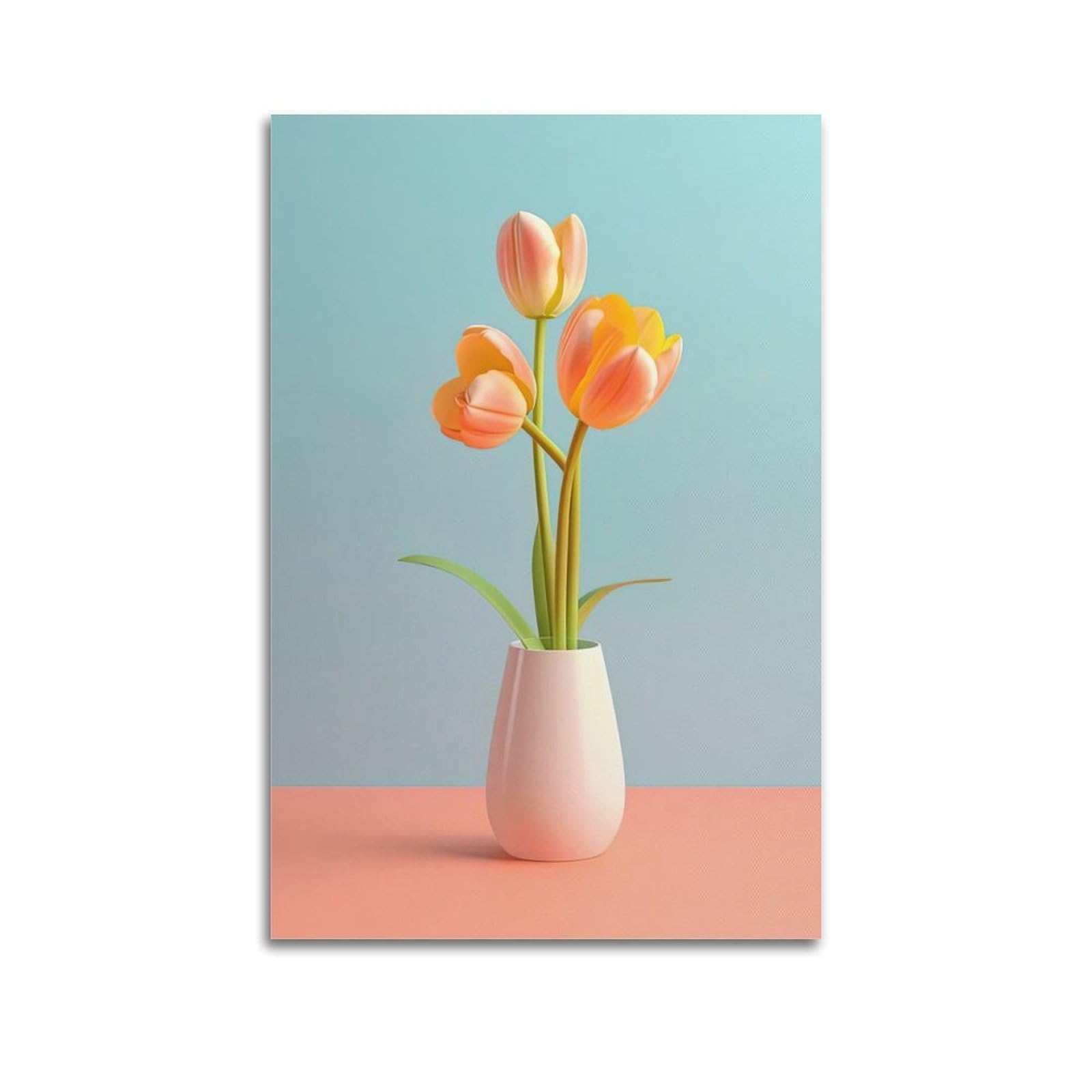 DLJGDS Plant Poster Pink Tulip Decorative Painting Canvas Wall Posters And Modern Family Bedroom Decor 20x30inch(50x75cm)