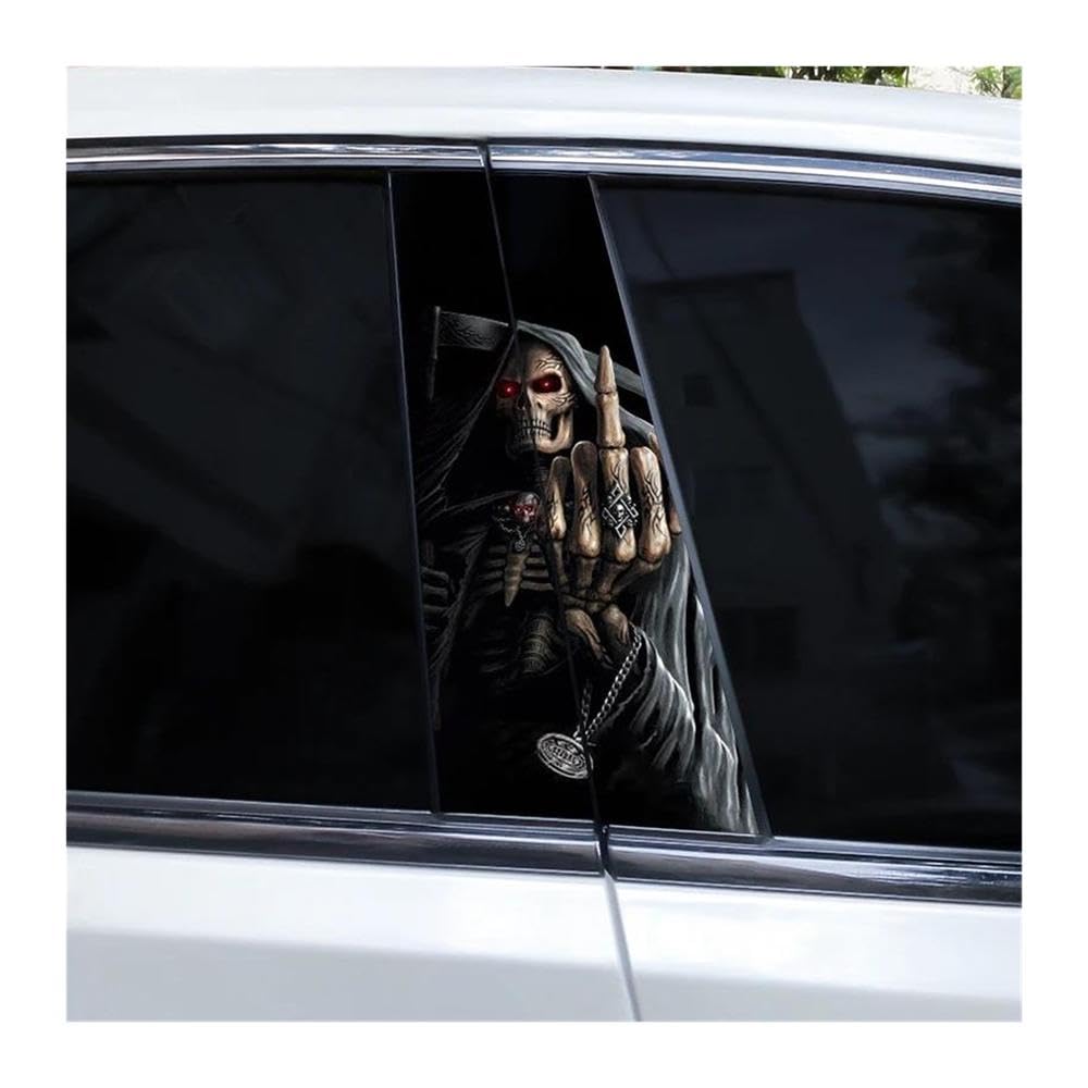 Body Parts 2pcs Horror Skull Car B-Pillar Decals(N)