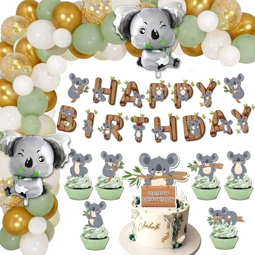 Roaring Good Time Koala Ballon koala Décoration d'anniversaire Accessoire de fête Koala Bannière d'anniversaire (gris)