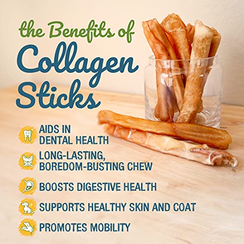 Pawstruck Beef Collagen Sticks for Dogs, Long Lasting Chews for All Breeds, 5-Count Bully Sticks and Rawhide Alternative Treats w/Chondroitin & Glucosamine, Low Fat & High Protein Dental Treats
