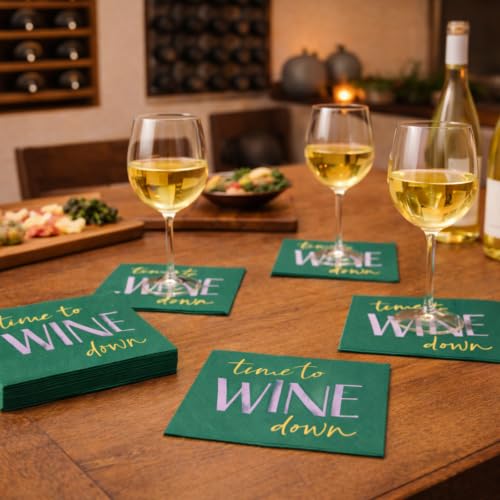 Image of Punch Studio 30-Count Disposable Paper Decorative Cake /Cocktail Party Napkins, 5 inch Square, Wine Down