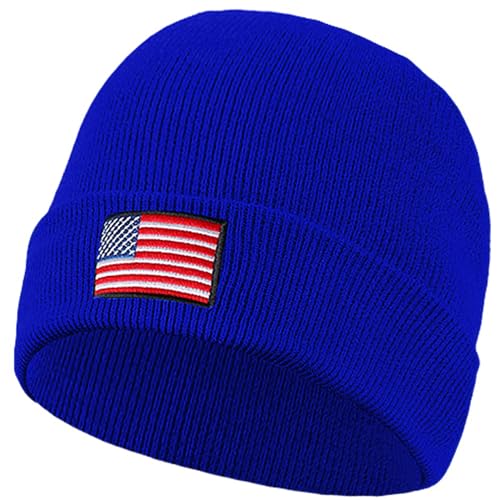 Bonnet brodé drapeau américain bleu marine Falari en taille unique pour homme et femme
