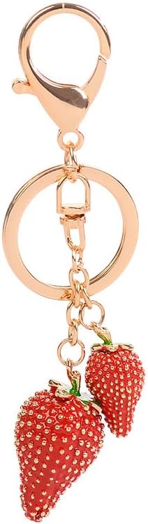 Keychain Rhinestone Strawberry Model Pendant Keyring Key Ring Bag Charm Jewellery Christmas Birthday Gift Keychains Key Chain Key Ring Holder for Women