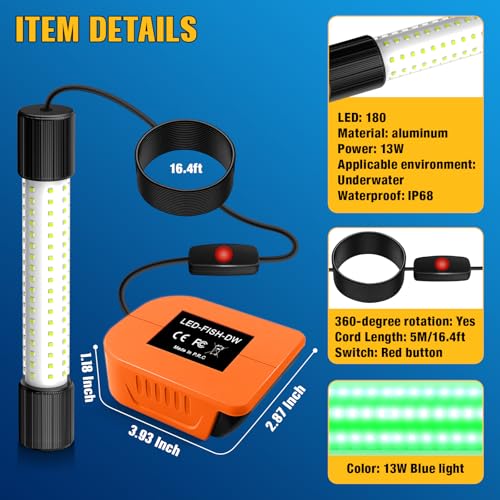 Lampe de pêche sous-marine verte pour attirer calmars et crappies
