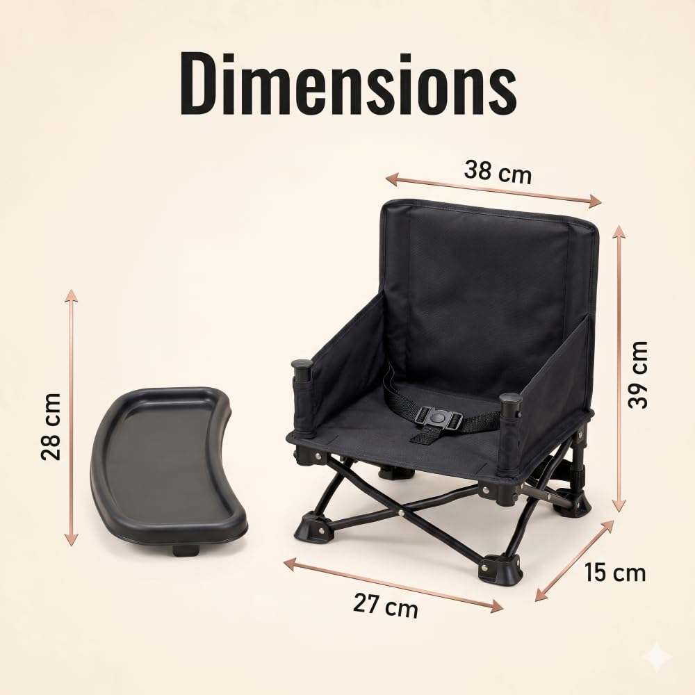 Bambisol Seggiolino per bambini Chaizounette' Sedia per bambini | Evolutivo da 6 mesi, Borsa per il trasporto, Seggiolino da campeggio per bambini | Nero