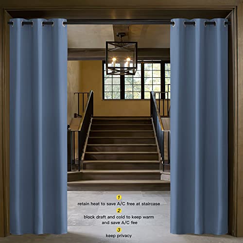 Image of NICETOWN Stone Blue Door Curtain for Doorway Privacy, 80 Inch Length, Room Divider, Blackout Temporary Insulated Closet Curtain for Bedroom Closet (1 Panel, 2.8ft Wide)