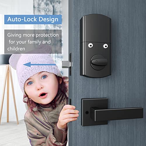 Keyless Entry Door Lock, Abelockand Front Door Lock Set, Electronic Keypad Deadbolt, Keyed Entry, Auto Lock, Door Lock With Handle, Front Door Handle Sets, Anti-Peeking Password Matte Black #TOP2