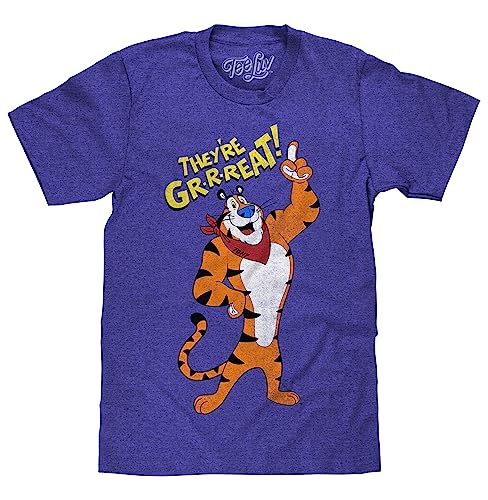 Tee Luv Men's Frosted Flakes Tony The Tiger Shirt - Cartoon Mascot Cereal Shirt, Royal Blue Heather, 3XL