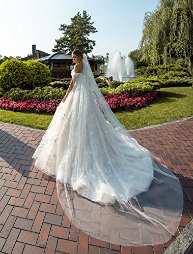 Mouccy Charming Beaded Lace Wedding Dresses for Bride Off Shoulder Bridal Gowns with Train Long Tulle Wedding Ball Gowns2