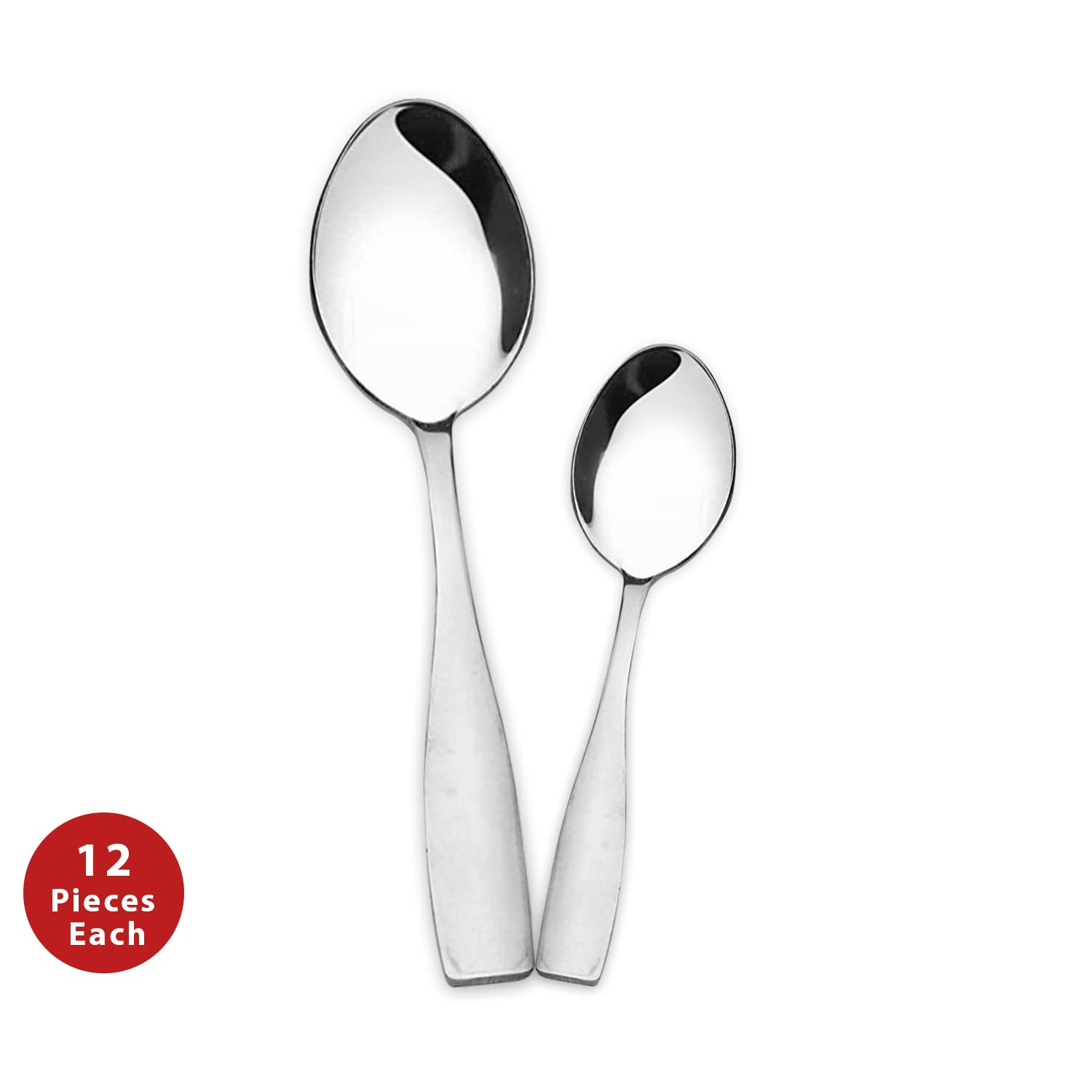 Steren Impex | Stainless Steel Tea Spoon & Table/Dinner Spoon - Lucas, 12 Pieces Each