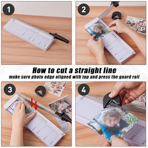 TIANSE Cortador de papel Guilhotina com capacidade de 8 a 12 folhas de 30,5 cm com trava de lâmina d