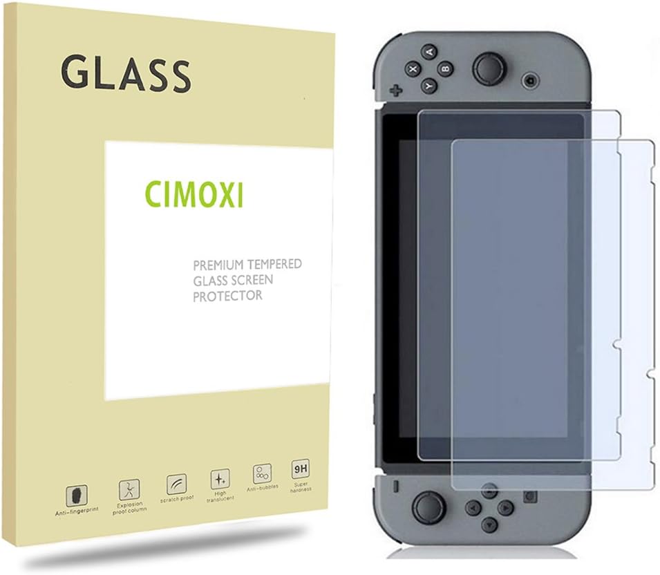 CIMOXI Compatible with Nintendo Switch Screen Protector, HD Clear Premium Tempered Glass Film, 2 Pack