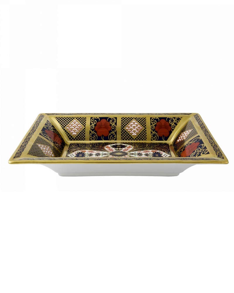 Royal Crown Derby Gold Old Imari Solid Band Rectangle Tray