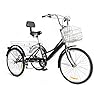 OUKANING 20 inch wielen driewieler voor volwassenen, seniorenfiets, volwassenen, witte mand