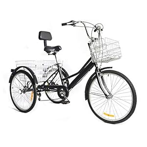 OUKANING 20 inch wielen driewieler voor volwassenen, seniorenfiets, volwassenen, witte mand