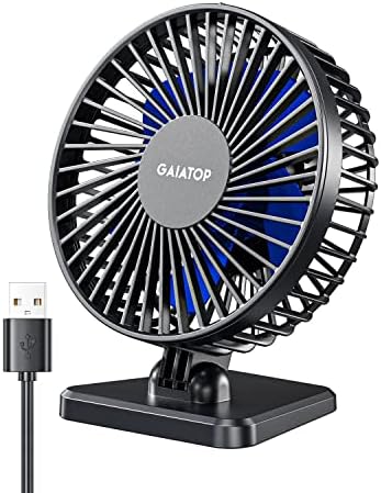 Gaiatop USB Desk Fan, Small But Powerful, Portable Quiet 3 Speeds Wind Desktop Personal Fan, Adjustment Mini Fan for Better Cooling, Home Office Car Indoor Outdoor Blue