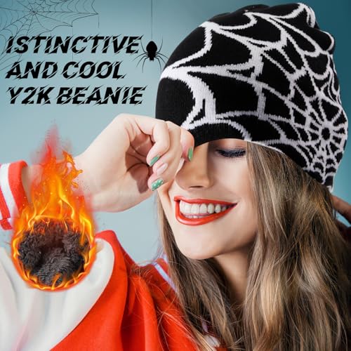 Image of Ramede 4 Pcs Y2k Beanie - Double Sided Graphic Beanies for Men and Women, Acrylic Knitted Y2k Hats Accessories