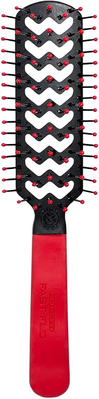 Static Free Fast Flo Color Vent Hair Brush - Quick and Blow Drying, Detangling, and Frizz-Free Styling - Anti-Static Bristles, Ideal for All Hair Types, So Rad (Red)