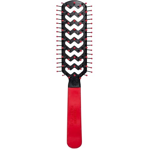 Cricket Static Free Fast Flo Color Vent Hair Brush - Quick and Blow Drying, Detangling, and Frizz-Free Styling - Anti-Static Bristles, Ideal for All Hair Types, So Rad (Red)